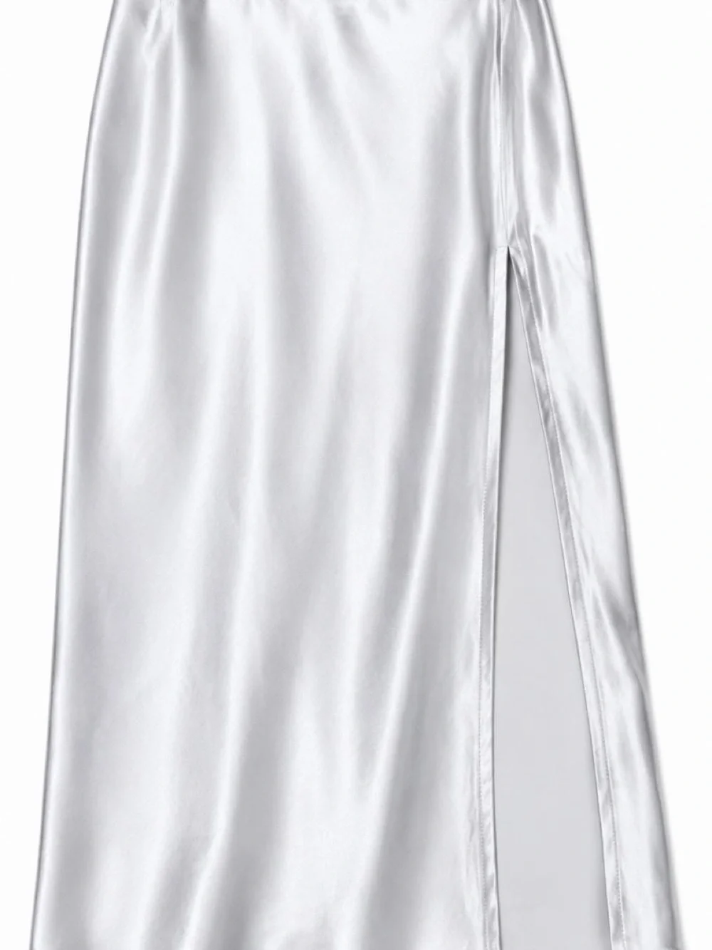 Princess Polly Silver Satin Midi Skirt with High Side Slit